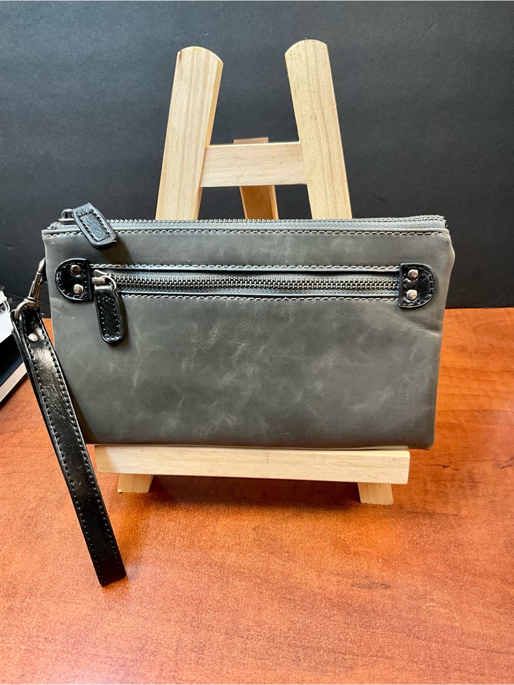Shiraleah Gray and Black Wristlet Clutch